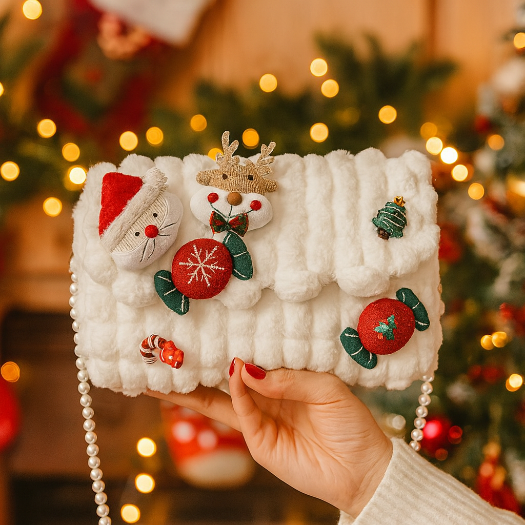 Glacienne | Christmas Crossbody Bag with Faux Fur Trim