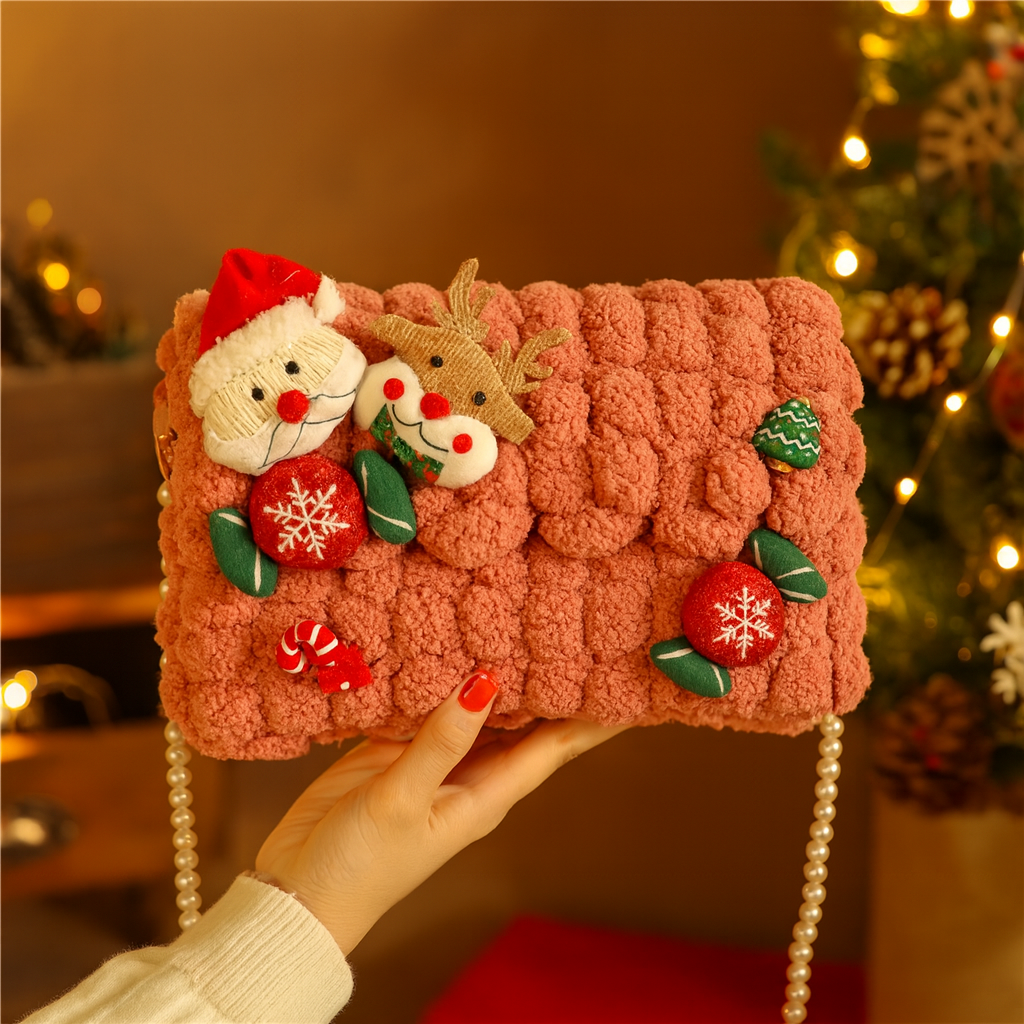 Glacienne | Christmas Crossbody Bag with Faux Fur Trim