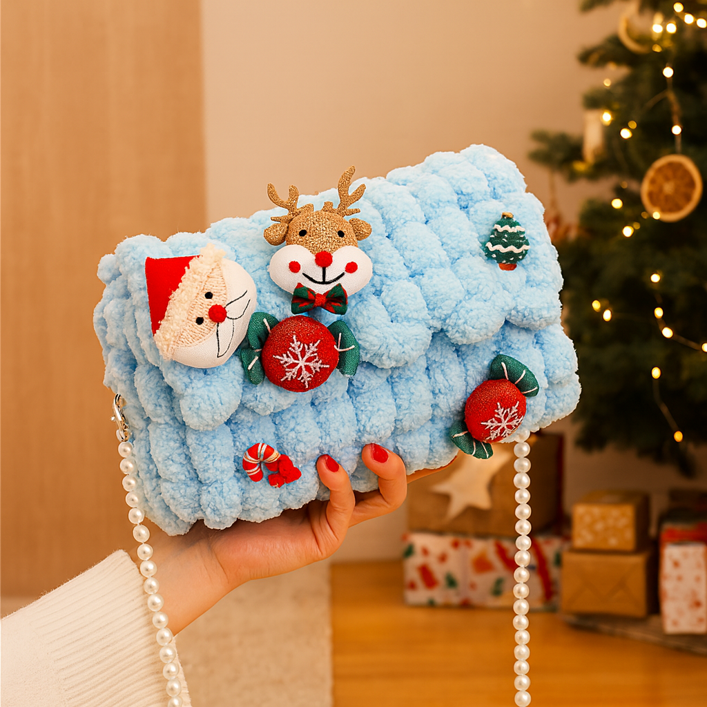 Glacienne | Christmas Crossbody Bag with Faux Fur Trim