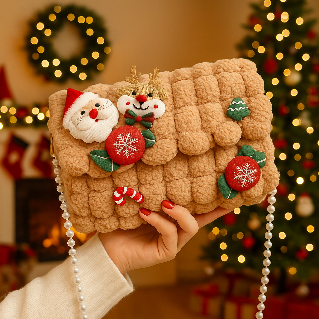 Glacienne | Christmas Crossbody Bag with Faux Fur Trim