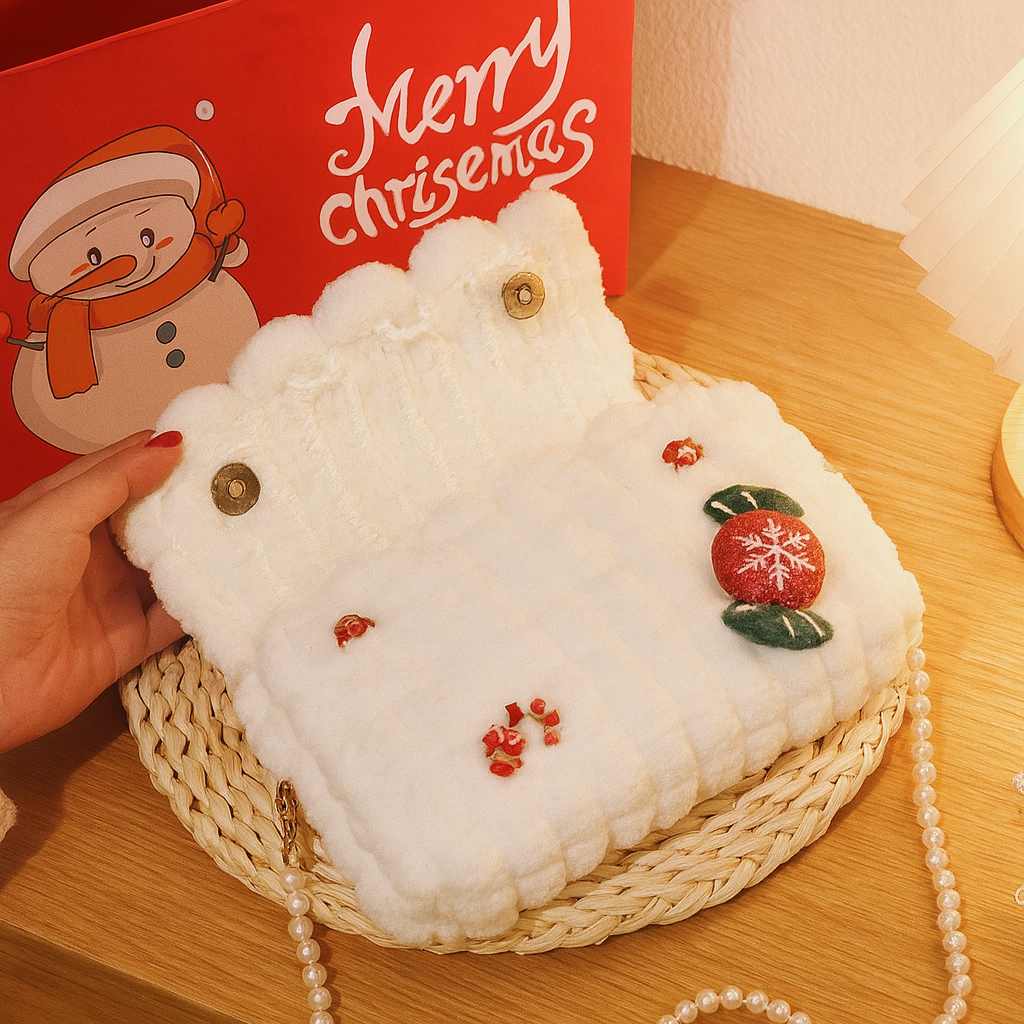 Glacienne | Christmas Crossbody Bag with Faux Fur Trim