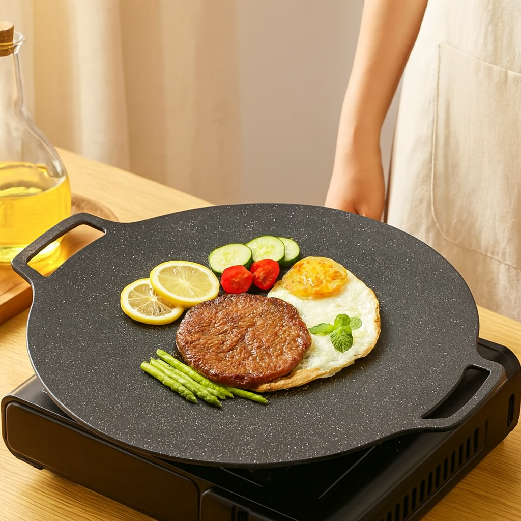 Grilvara | Round Cast Iron Grill Pan with Non-Stick Coating