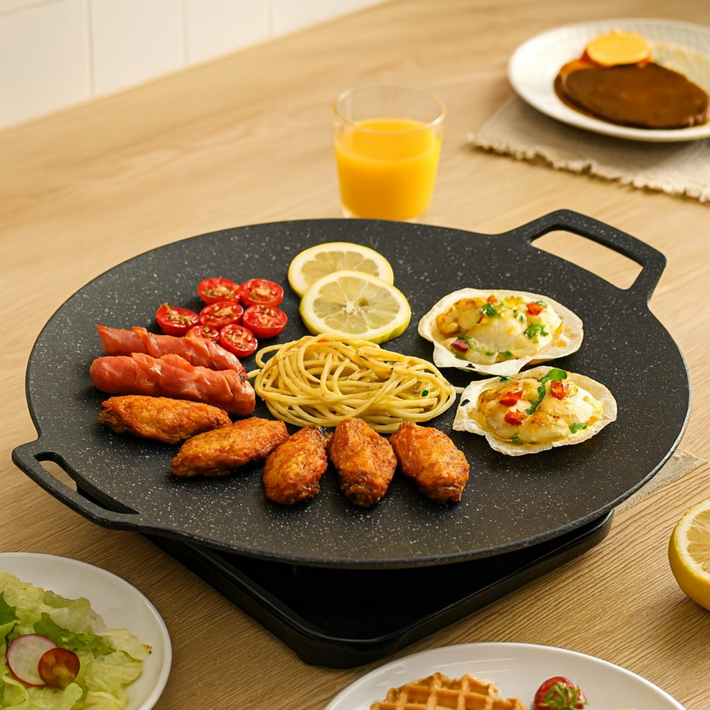 Grilvara | Round Cast Iron Grill Pan with Non-Stick Coating