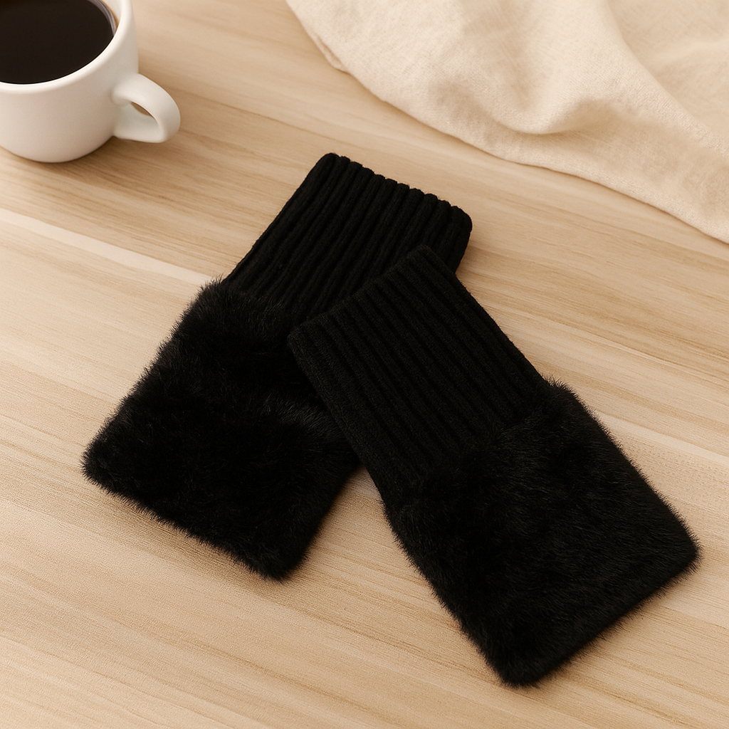 Heike | Fingerless Plush Knit Gloves