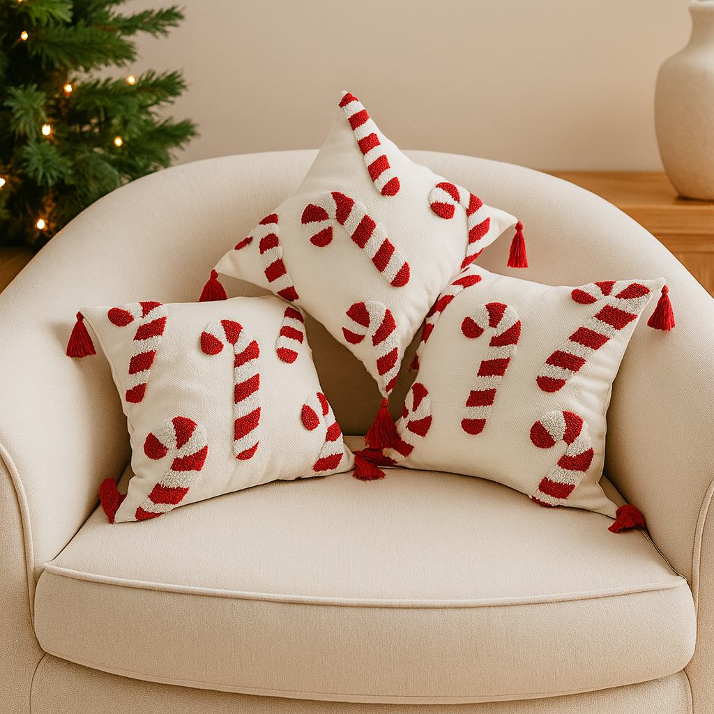 Jollora | Christmas Pillowcase Cover with Candy Cane Design