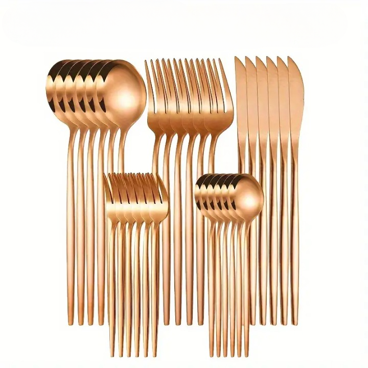 Lunarex | 30-Piece Golden Stainless Steel Cutlery Set