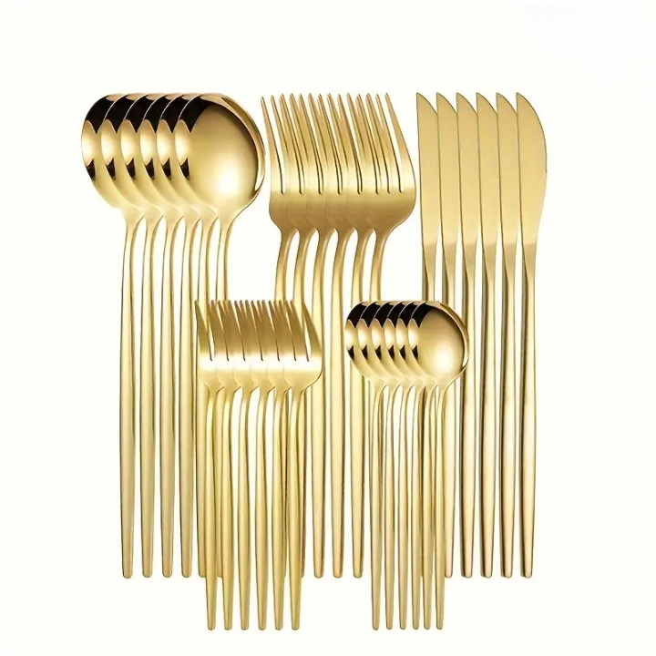Lunarex | 30-Piece Golden Stainless Steel Cutlery Set