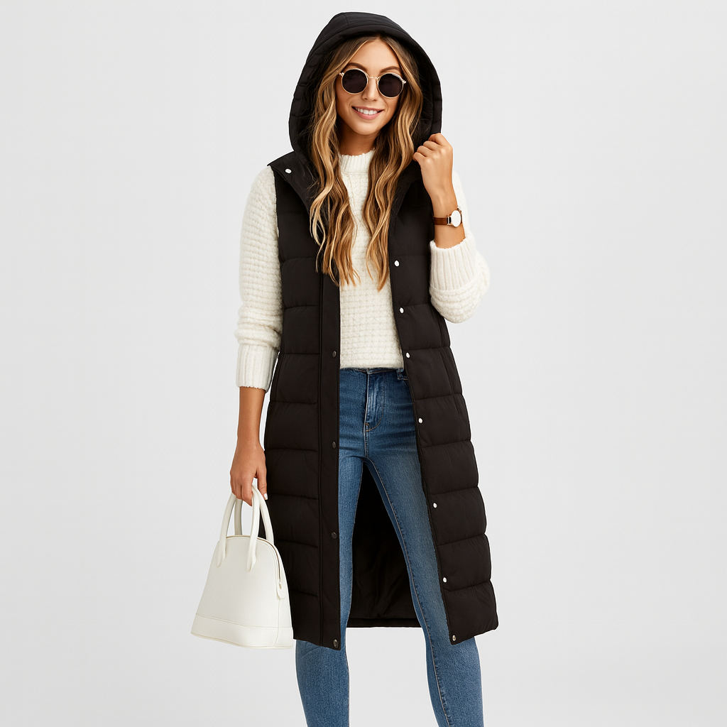 Lynnbrook | Hooded Sleeveless Coat with Button Front
