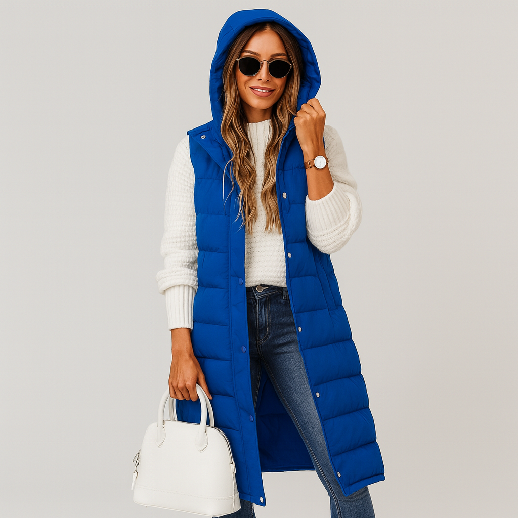 Lynnbrook | Hooded Sleeveless Coat with Button Front