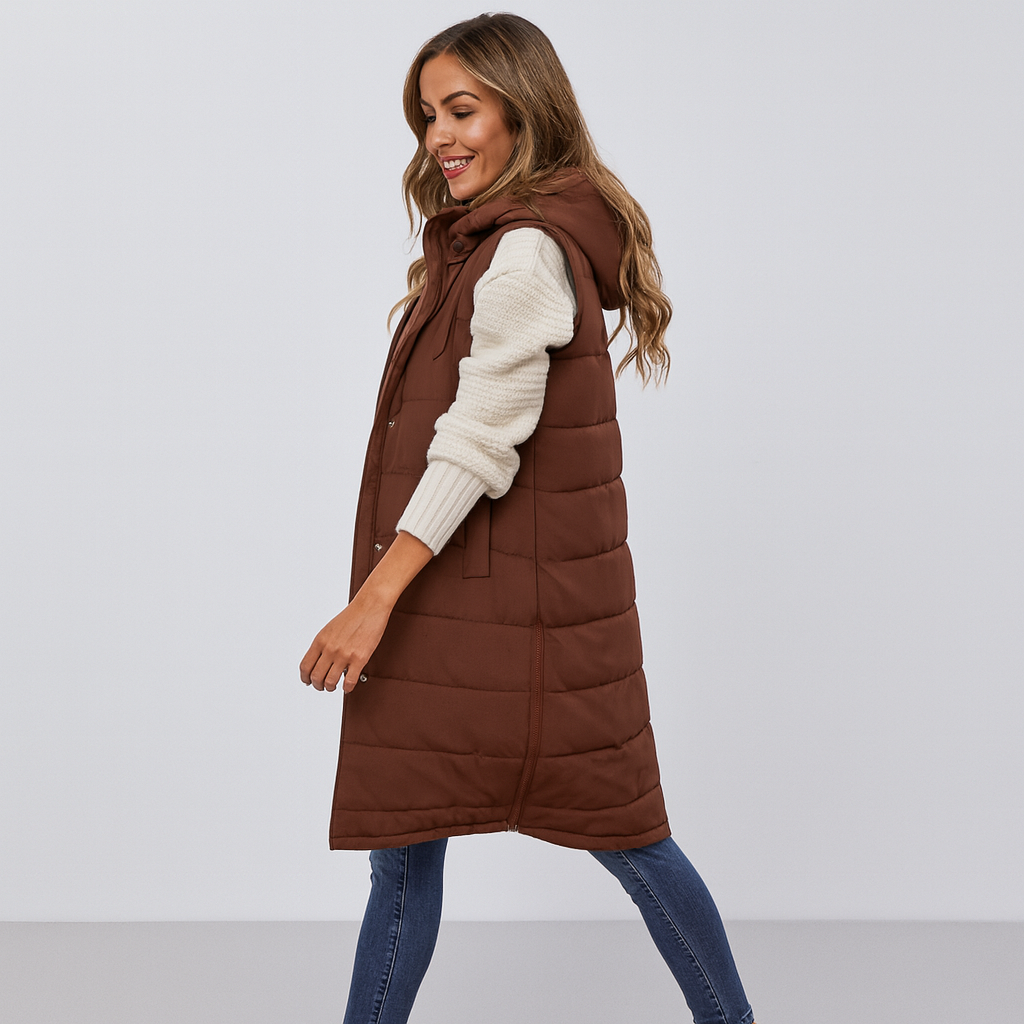 Lynnbrook | Hooded Sleeveless Coat with Button Front