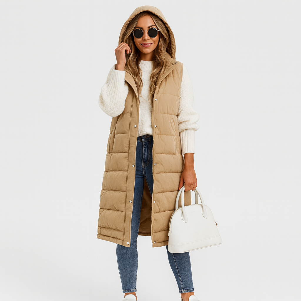 Lynnbrook | Hooded Sleeveless Coat with Button Front