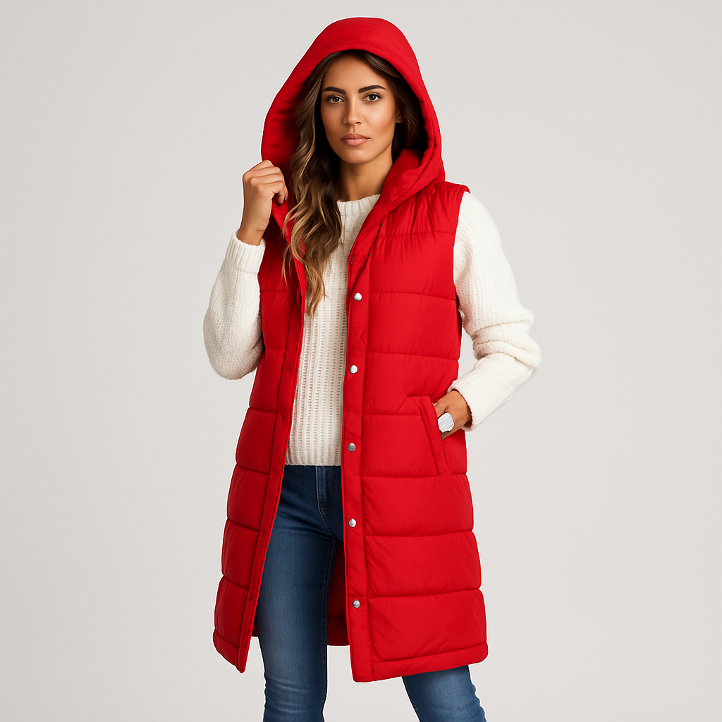 Lynnbrook | Hooded Sleeveless Coat with Button Front