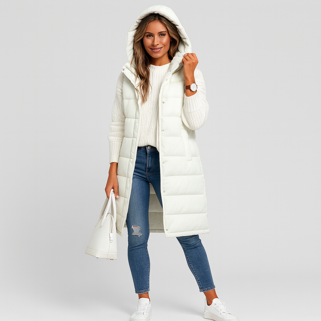 Lynnbrook | Hooded Sleeveless Coat with Button Front