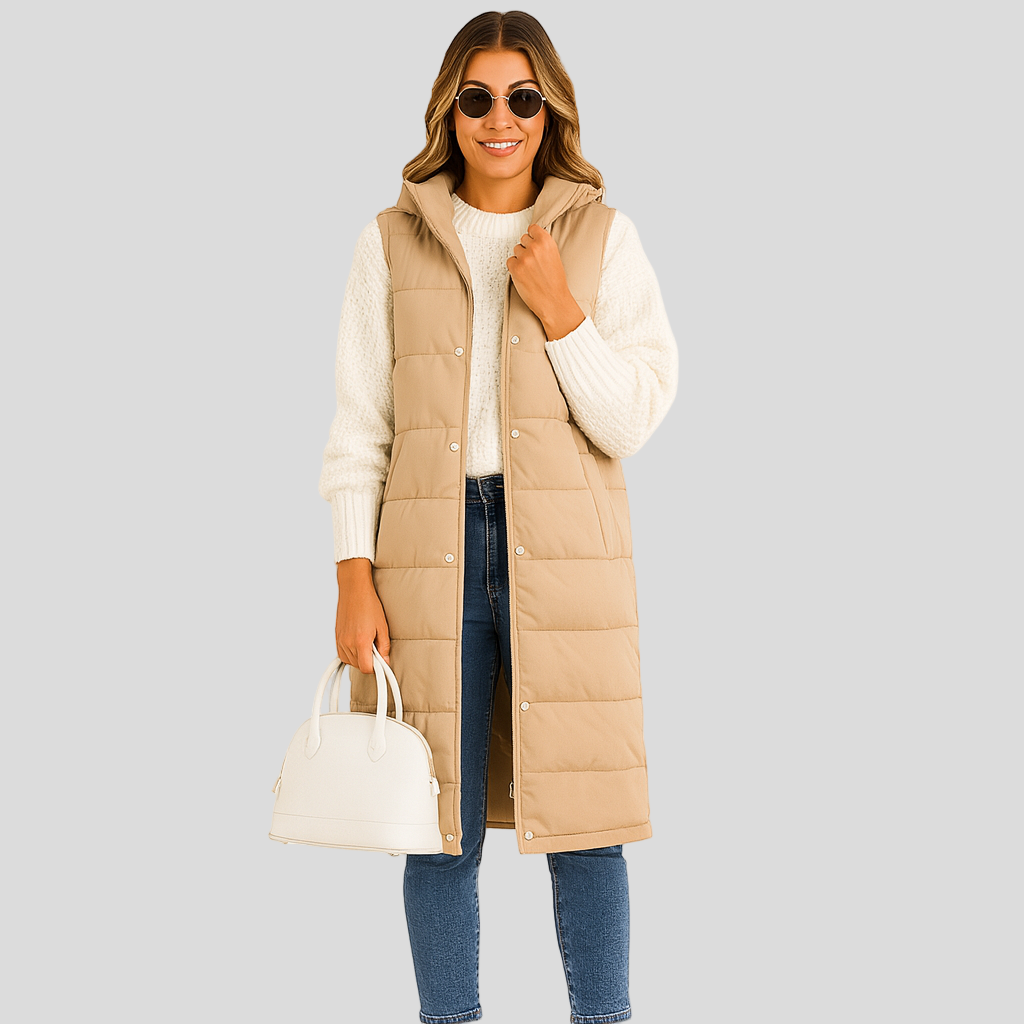 Marcellin | Sleeveless Coat with Hood and Button Placket