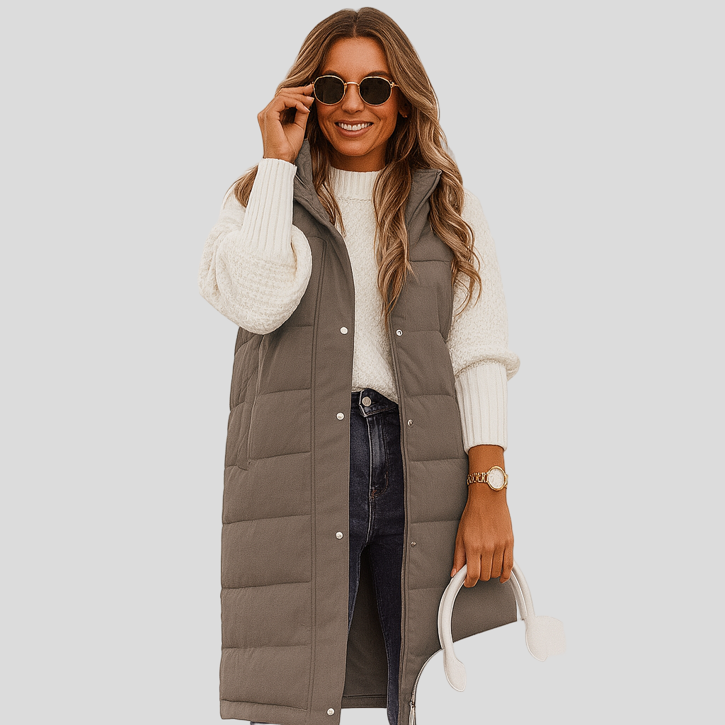 Marcellin | Sleeveless Coat with Hood and Button Placket