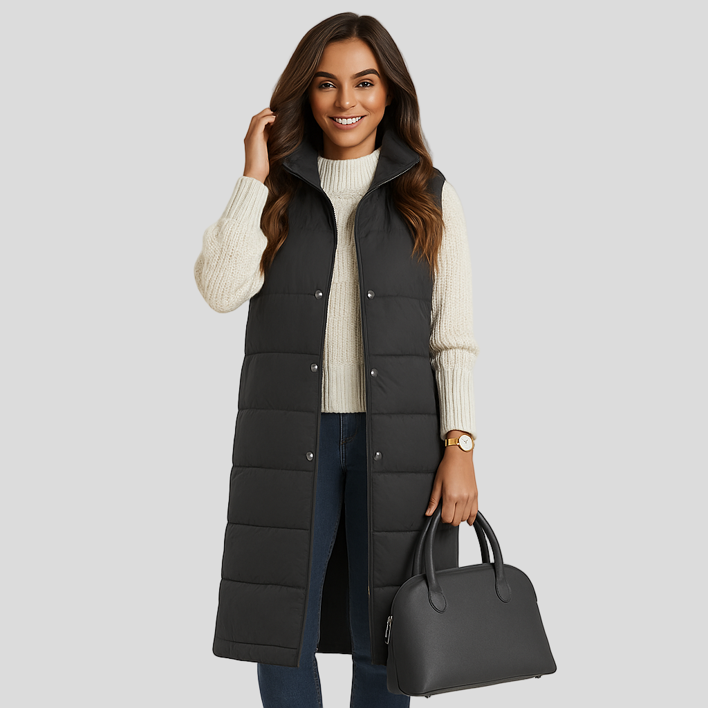 Marcellin | Sleeveless Coat with Hood and Button Placket