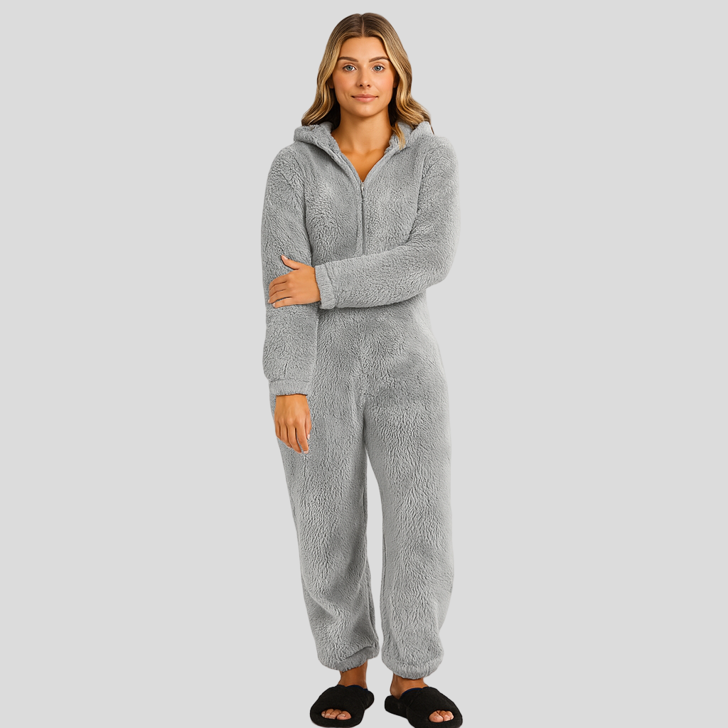 Mirella | Plush Hoodie Pajama with Zipper