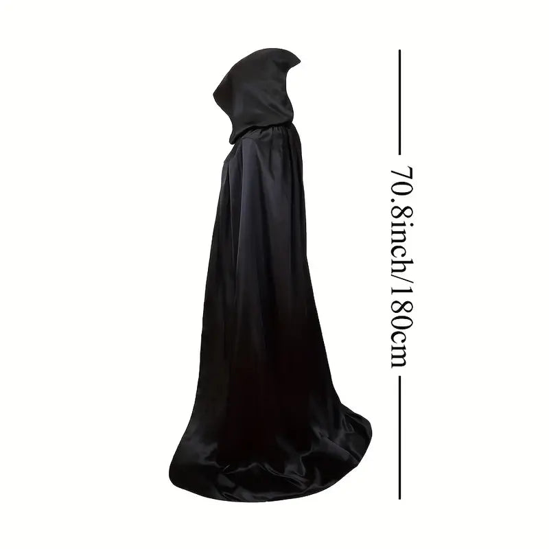 NightShade Halloween Cape – Black Polyester Costume with Hood