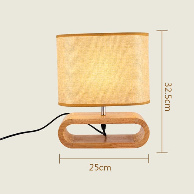 ZenGlow - Minimalist Oval Table Lamp with Wooden Cutout Base
