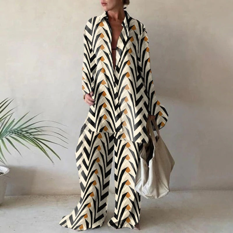 Amelia Relaxed Long Sleeve Blouse & Wide Leg Pants Set
