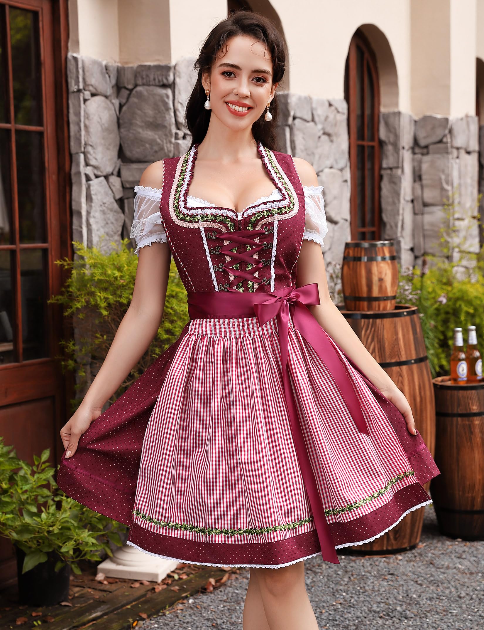 3-piece Dirndl set with apron & blouse – Oktoberfest | Traditional traditional dress for festive occasions