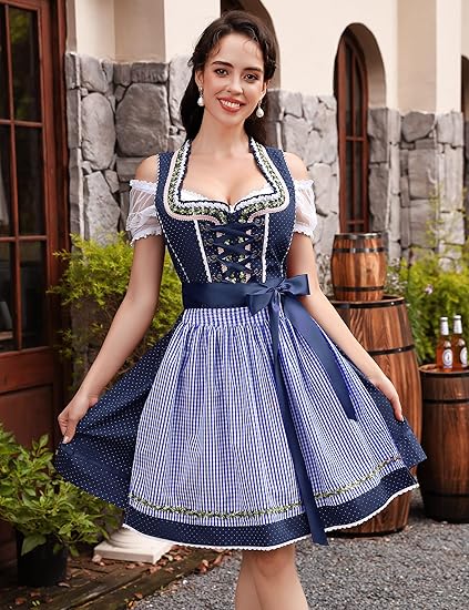 3-piece Dirndl set with apron & blouse – Oktoberfest | Traditional traditional dress for festive occasions