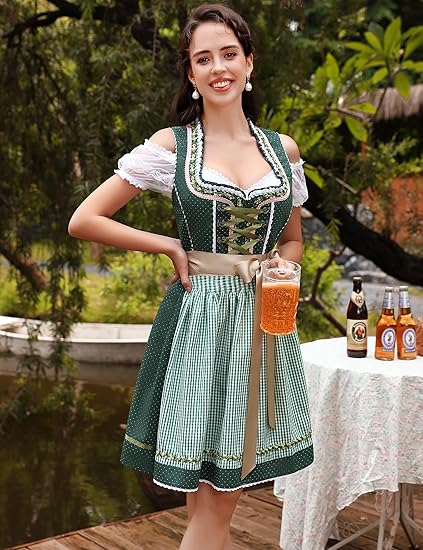 3-piece Dirndl set with apron & blouse – Oktoberfest | Traditional traditional dress for festive occasions
