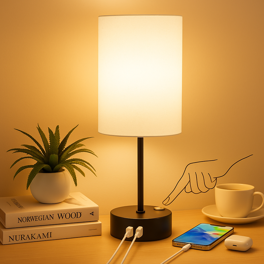 Orren | Touch Dimmable Nightstand Lamp with USB Charging