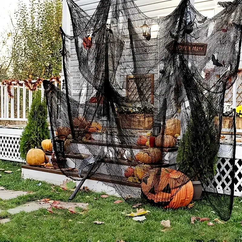 PhantomWeb Halloween Spider Web – Black Polyester for Indoor & Outdoor