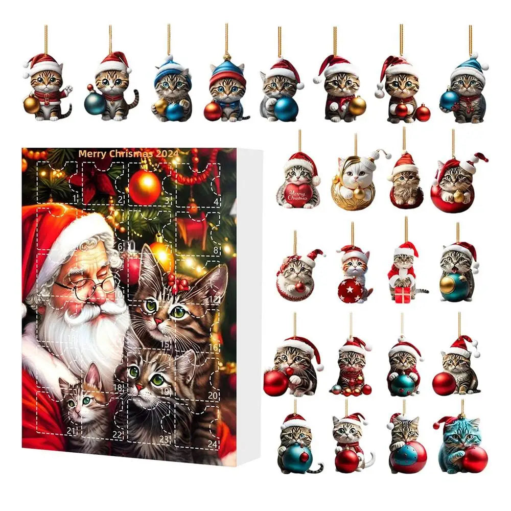 Advent Calendar with Christmas Tree Decor 2025 Cute Animal Comic