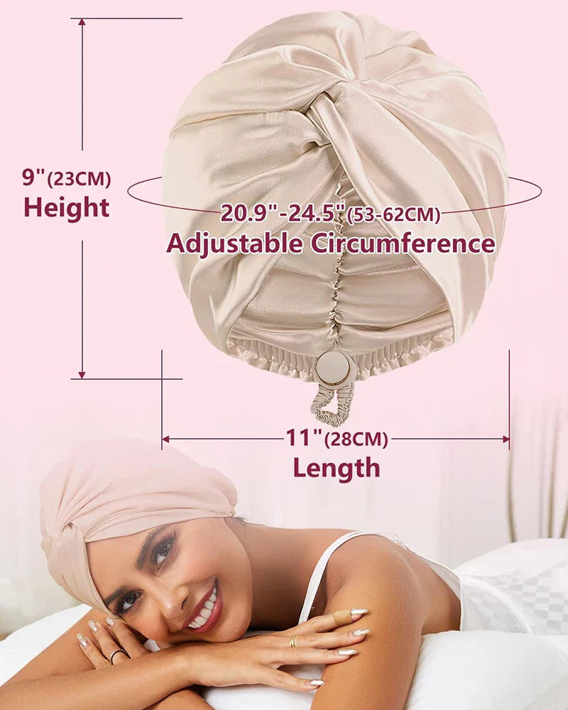 Adjustable silk turban for women - sleep cap and chemotherapy cap