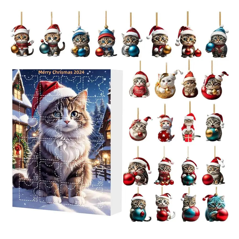 Advent Calendar with Christmas Tree Decor 2025 Cute Animal Comic