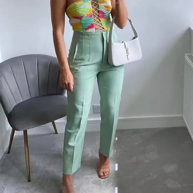 Sara - High-waisted Slim-Fit Formal Pants