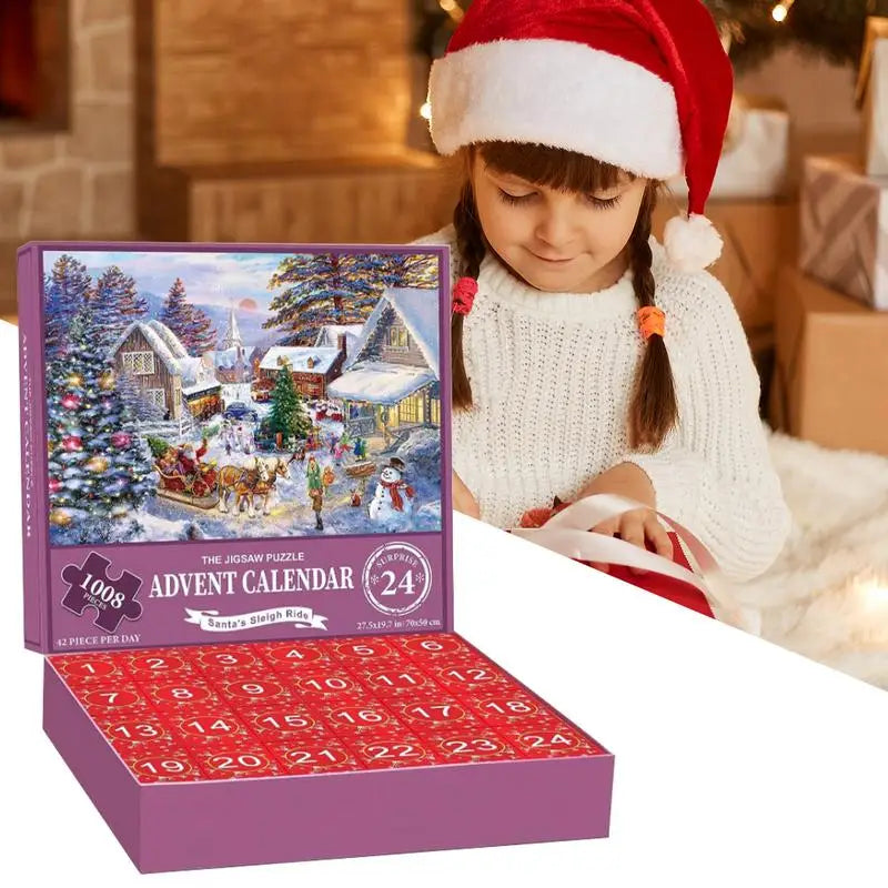 1008-piece Christmas Village Advent Calendar Puzzle