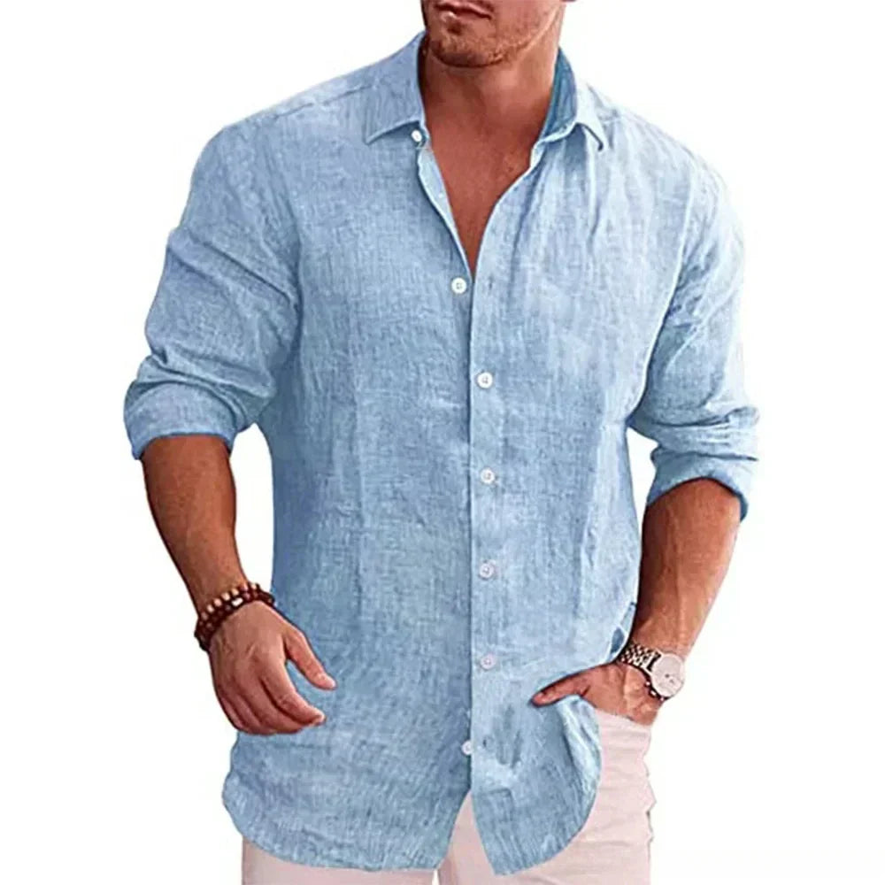 Casual Long Sleeve Oliver Shirt with Button Placket