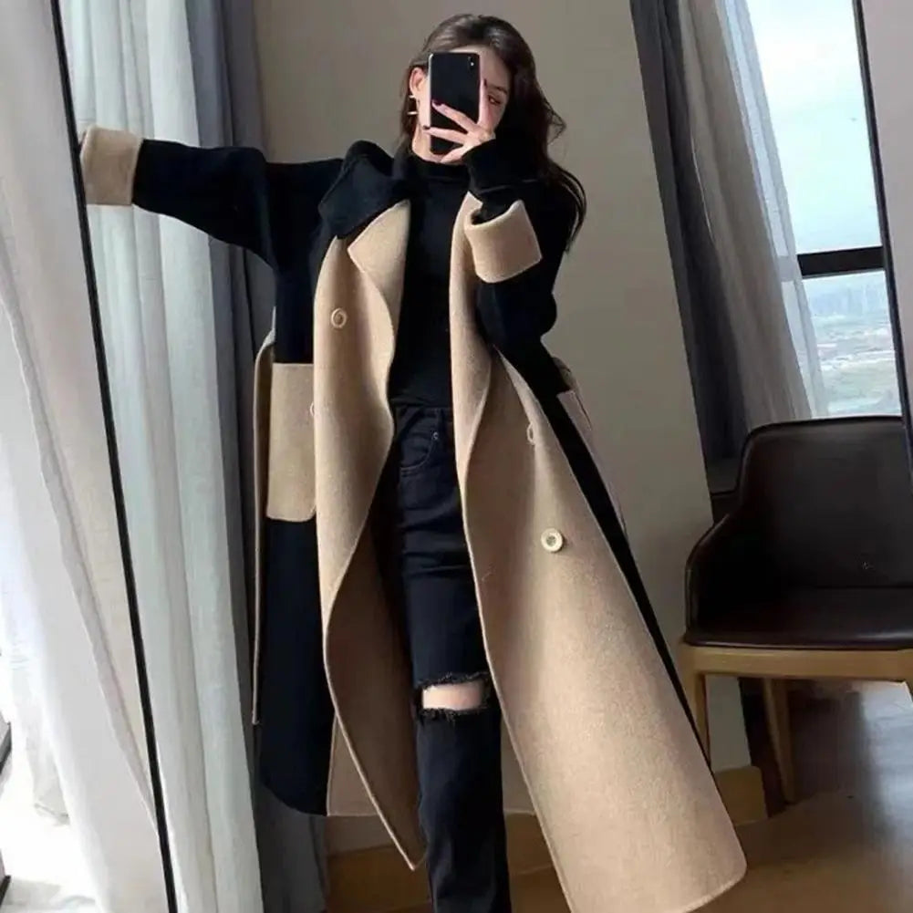 Letecia Two-Toned Coat with Belt