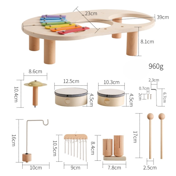 MelodyPlay Wooden Music Table – All-in-One Educational Instrument for Little Ones with Drums, Xylophone, and Metallophones