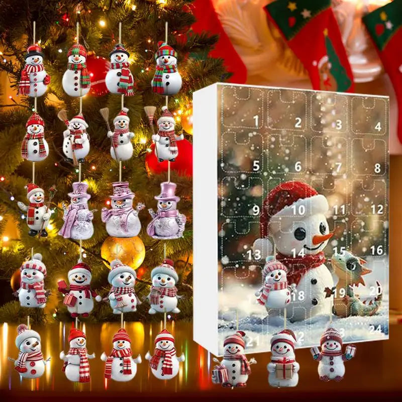 Advent Calendar 2025, Flat acrylic snowman, Christmas countdown