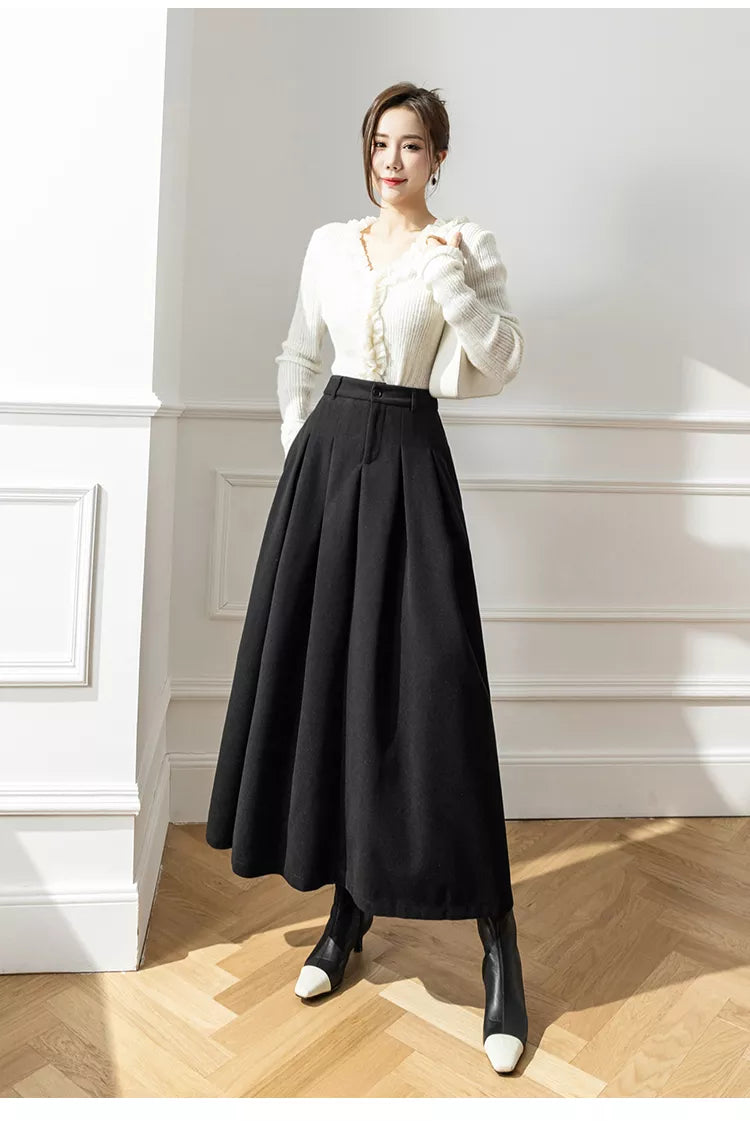 Solid-colored Hazie pleated skirt with high waist