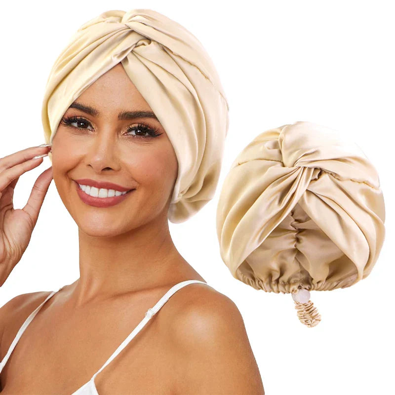 Adjustable silk turban for women - sleep cap and chemotherapy cap