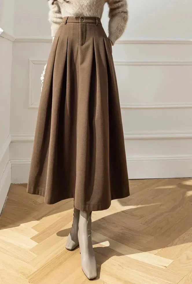 Solid-colored Hazie pleated skirt with high waist