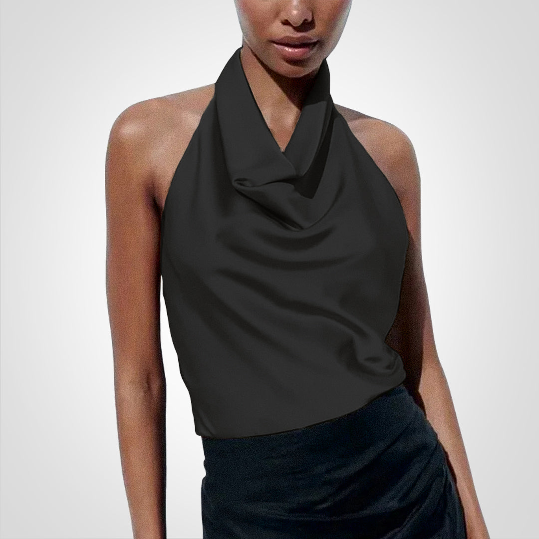 SatinGlam | Satin Crop Top with Halter Neck