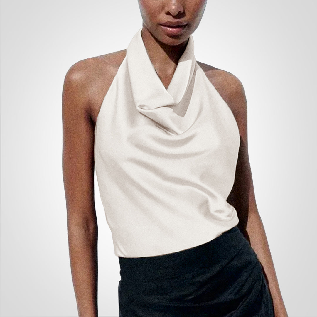 SatinGlam | Satin Crop Top with Halter Neck