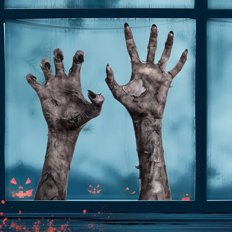 Creepy Zombie Hand Wall Sticker for Halloween – Matte PVC Window Decoration