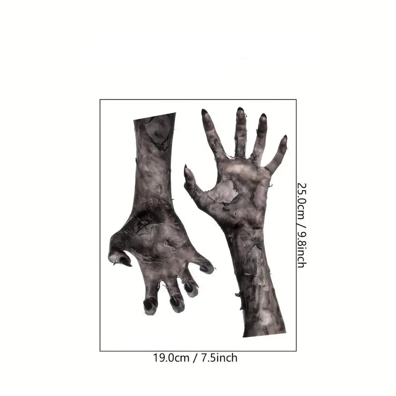 Creepy Zombie Hand Wall Sticker for Halloween – Matte PVC Window Decoration