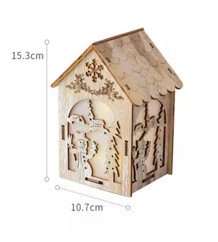 LED Light, Glowing Wooden Cabin