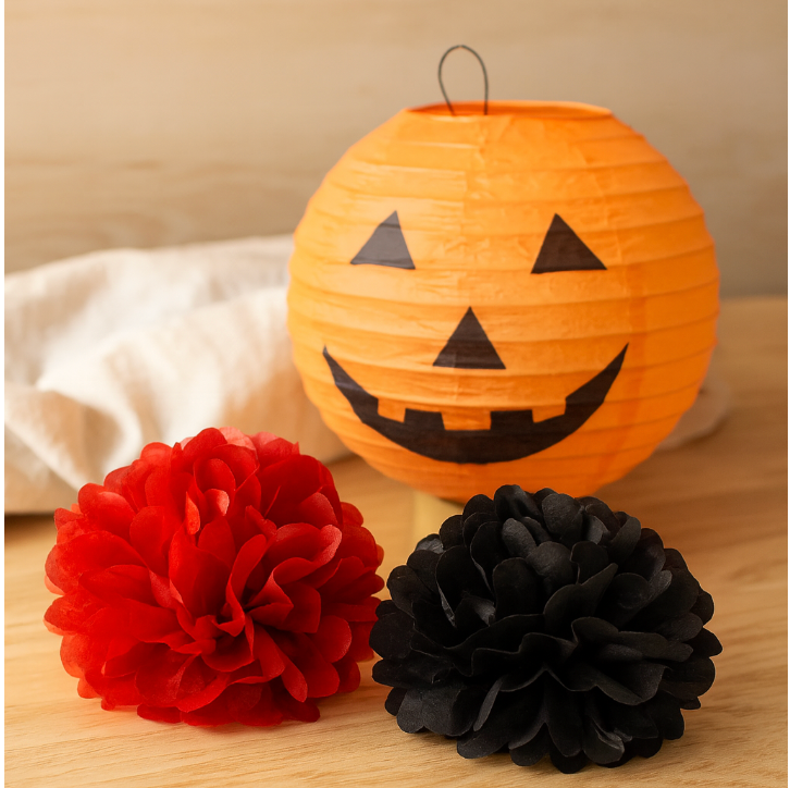 ShadowGlow Halloween Paper Lantern Set – 13 Pieces Pumpkin & Flower Ball Decorations