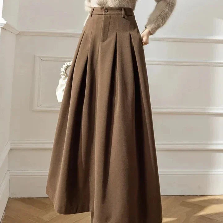 Solid-colored Hazie pleated skirt with high waist