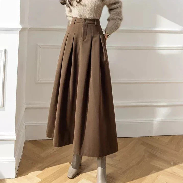 Solid-colored Hazie pleated skirt with high waist