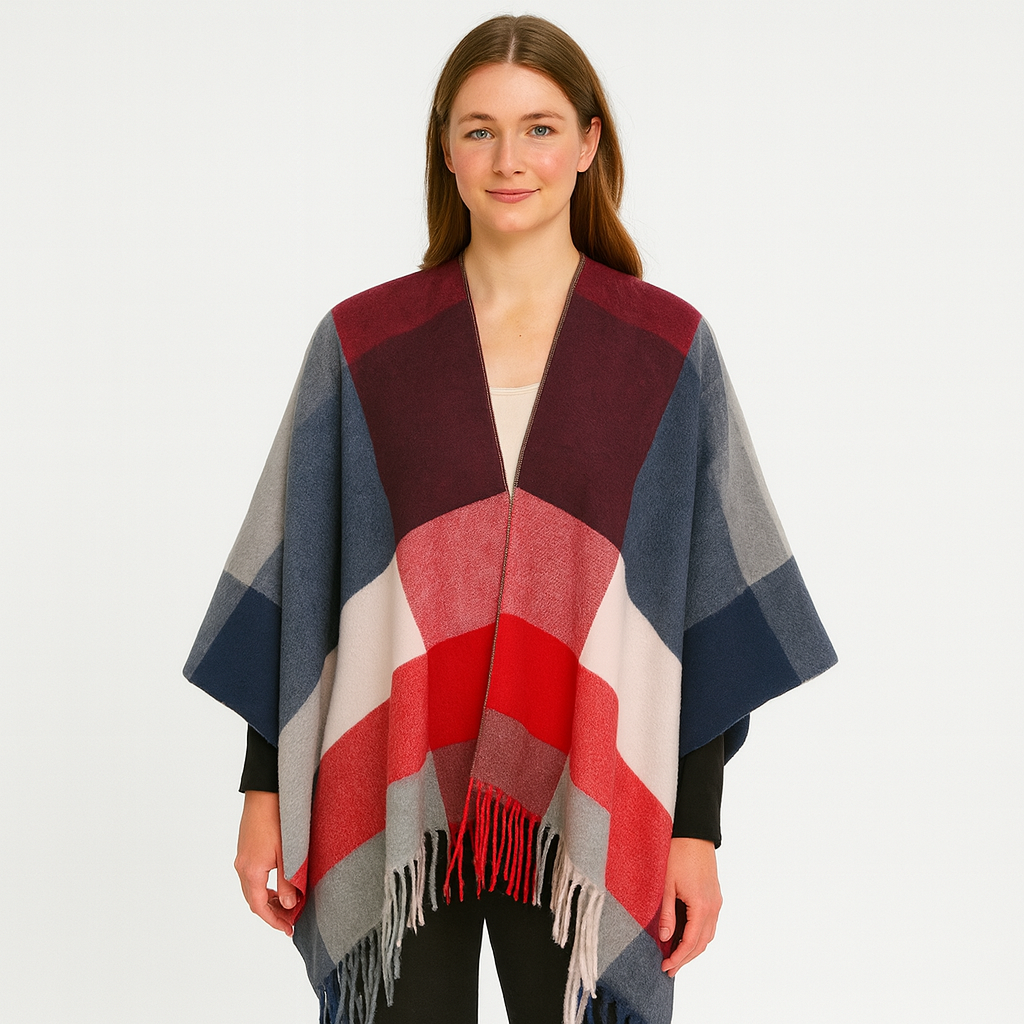 Selina | Geometric Shawl Cardigan with Open Front